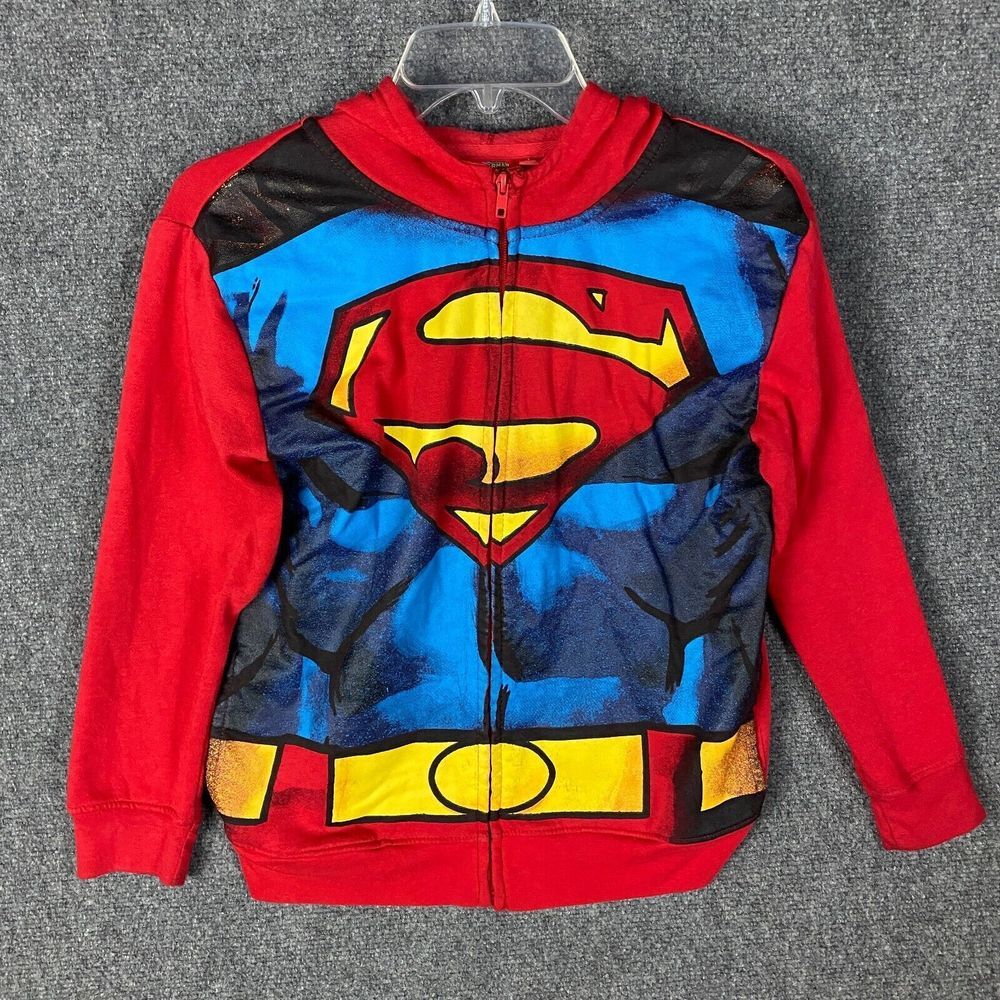 Superman Hoodie Boys Large Full Zip Multicolor Cotton Blend‎ L